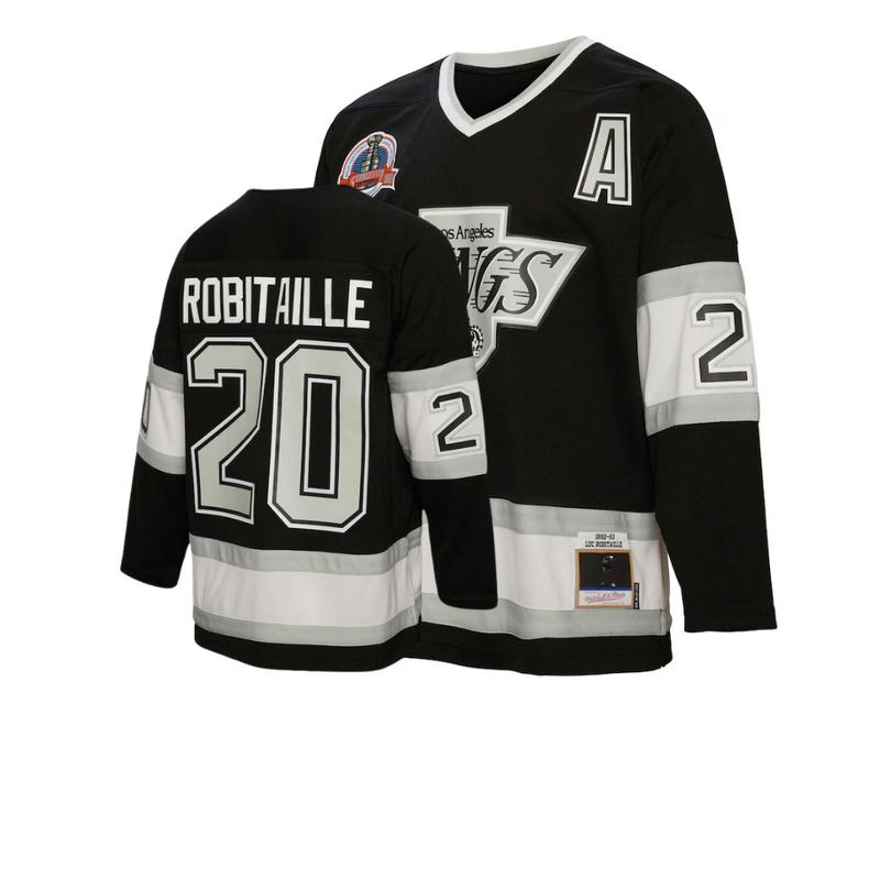 Luc Robitaille Loss Angeless Kings Mitchell & Ness Alternate Captain Patch 1992 93 Blue Line Player Jersey - Black,Hockey jersey, Sport Jersey, Home Jersey, Sport Jersey, Fan Sport, Gift For Fan Jersey, Cultural jerseys, FULL Size S-5XL