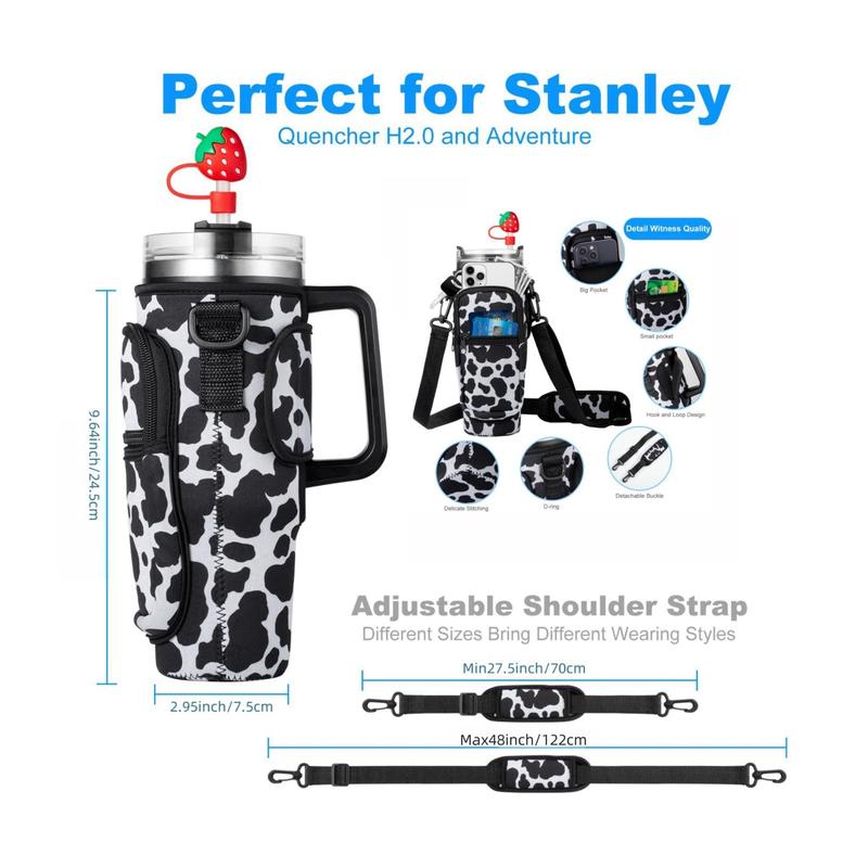 Water Bottle Carrier Bag, 1 Count Adjustable Strap Water Bottle Bag with Phone Pocket, Sports Storage Bag for Stanley Cup 30oz Tumbler