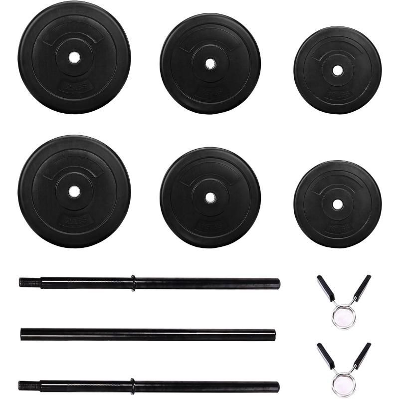 100-Pound Weight Set for Home Gym with Six Plates and Optional 1x 5FT Standard Barbell with Locks