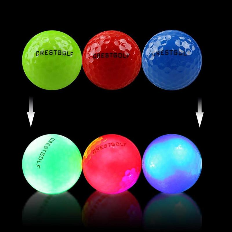 CRESTGOLF led golf balls,glowing in the dark golf balls,3 pieces