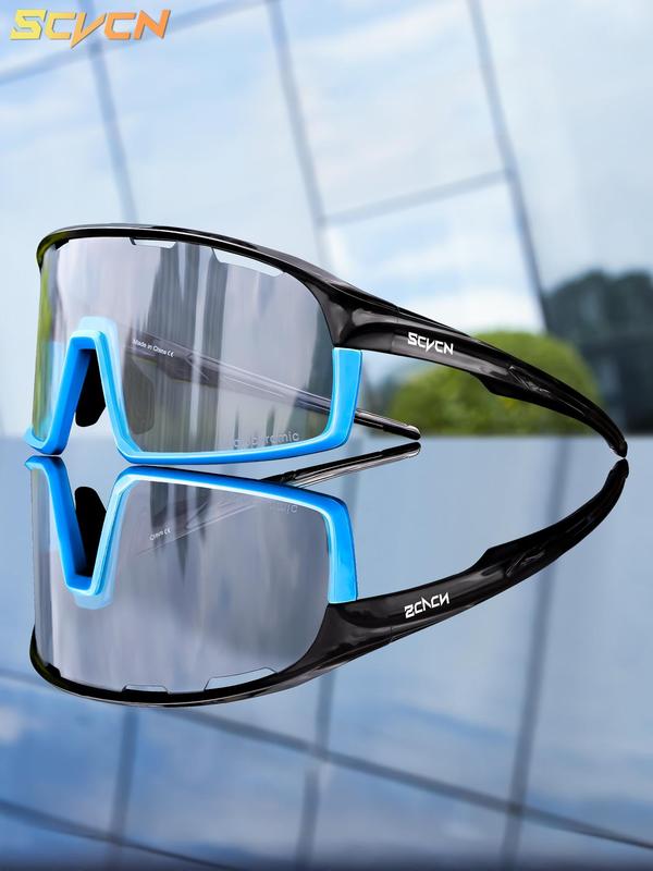 Contrast Binding Photochromic Sports Glasses, Windproof Outdoor Sunglasses for Cycling Fishing, Sports Eyewear for Men & Women