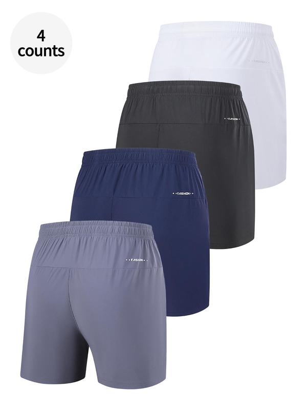 Men's Solid Drawstring Waist Sports Shorts, Casual Regular Fit Pocket Zipper Shorts for Running Gym Workout, Breathable Men's Shorts for All Seasons