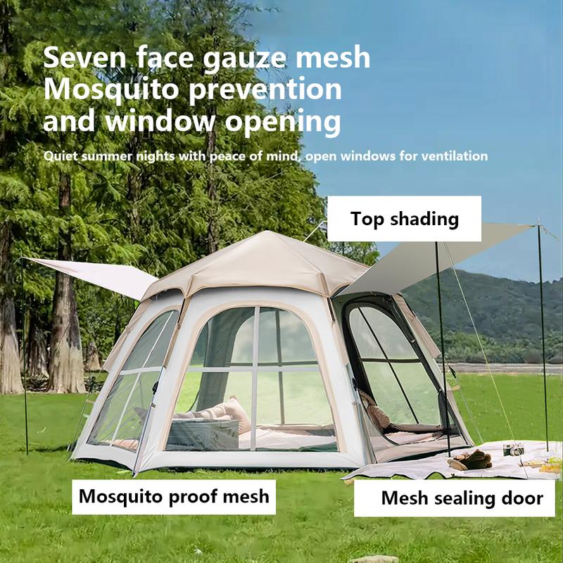 1Pc outdoor hexagonal tent, can accommodate 3-5 people, windproof folding tent, portable picnic tent camping  tents