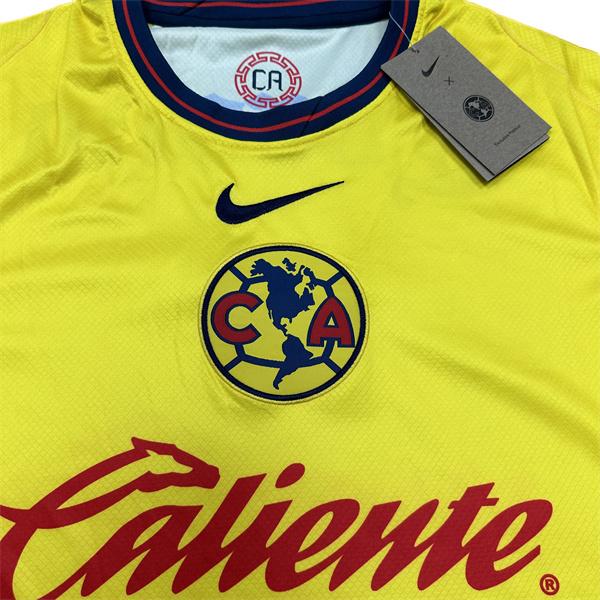 NIKE 2425 LIGA MX Club America Home Yellow Short Sleeve Soccer Jerseys New Season Quick Dry Sports