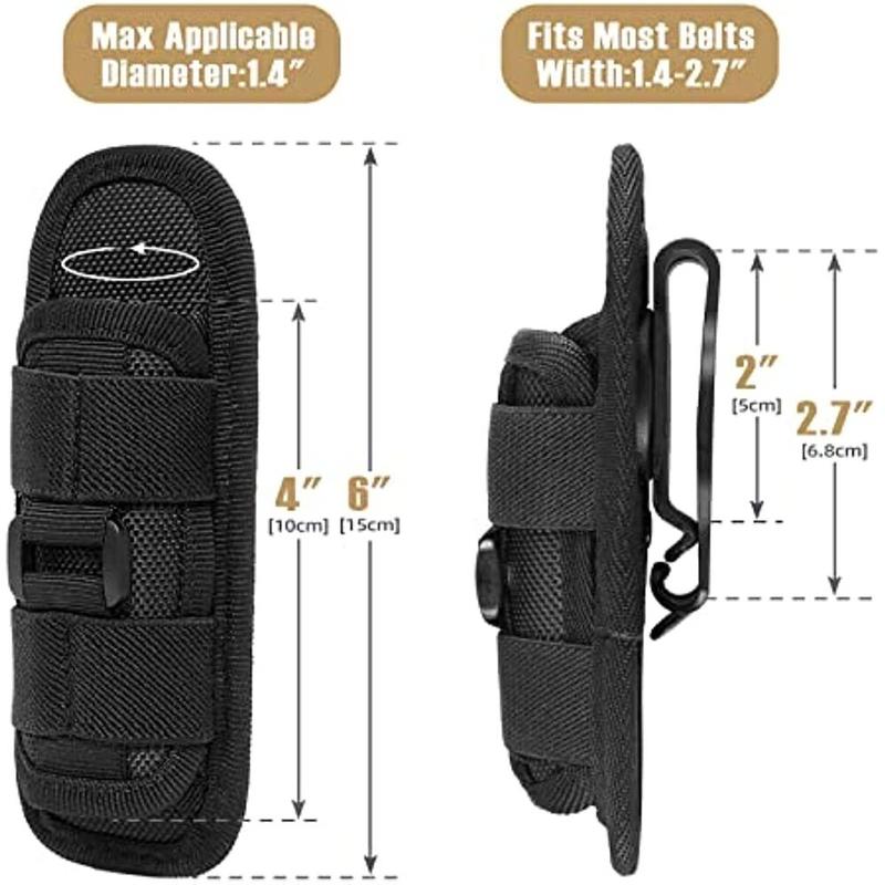 Tactical Flashlight Holster Duty Belt Pouch Rotatable Clip 360 Degree Holder