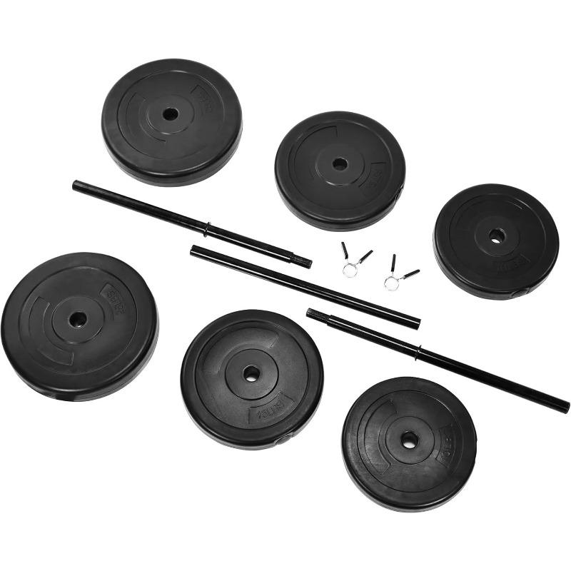 100-Pound Weight Set for Home Gym with Six Plates and Optional 1x 5FT Standard Barbell with Locks