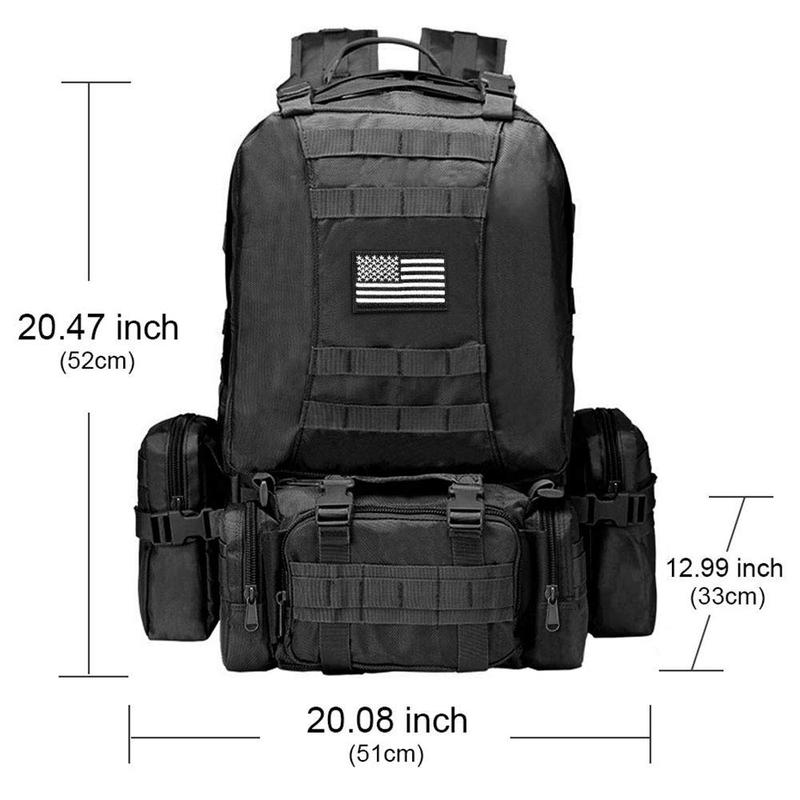 CVLIFE Tactical Backpack Military Army Rucksack 60L Large Assault Pack Detachable Molle Bag