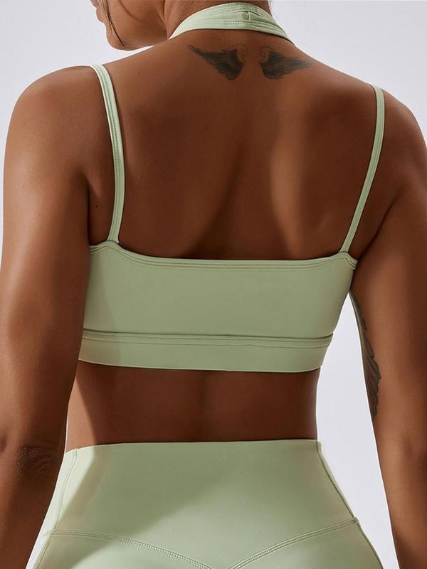 Women's Plain Wrap Halter Neck Sports Bra, High Stretch Quick Drying Sports Bra, Ladies Sportswear for Indoor Outdoor Wear