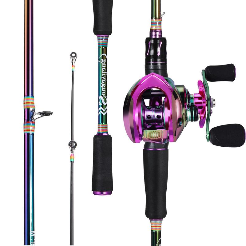 Sougayilang Fishing Rod and Reel Combo, Medium Heavy Fishing Pole with Baitcasting Reel Combo, 2-Count Baitcaster Combo, Outdoor fishing supplies