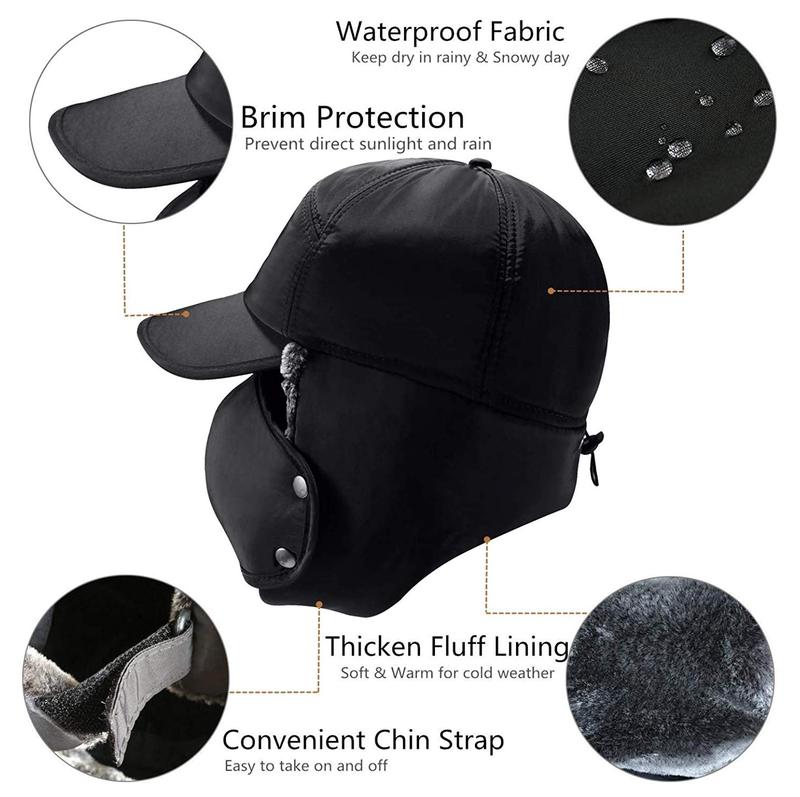 Unisex Winter Bomber Hat with Detachable Face Mask, Thickened Warm Cotton Cap for Skiing, Skating, and Mountain Biking - Windproof Ear Protection