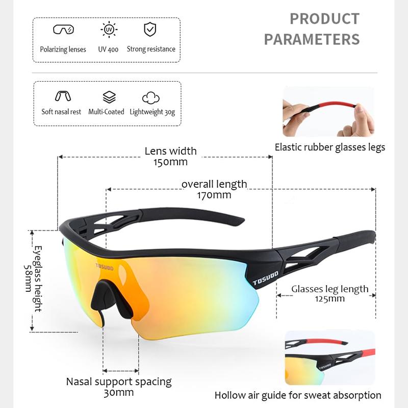 Polarized Sports Sunglasses Sun Glasses for Men Women With 5 Interchangeable Lenes for Cycling Running Baseball Golf Driving