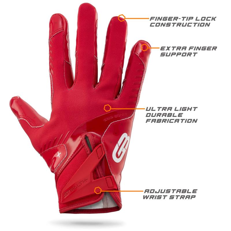 Grip Boost Solid Red Stealth 6.0 Boost Plus Football Gloves