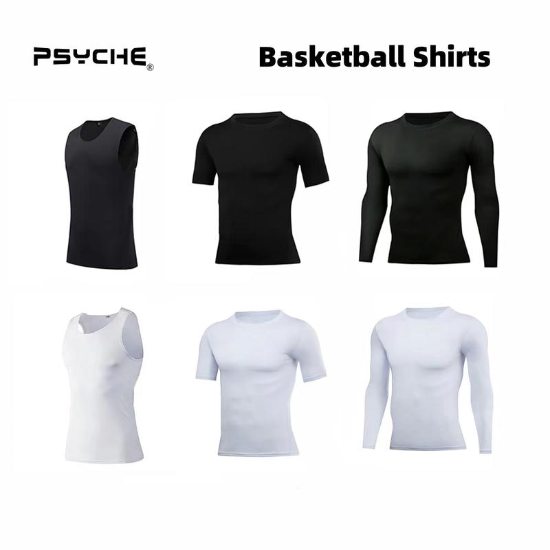 PSYCHE Men's Long Sleeve Shirts for Spring, Quick Drying Breathable Fit Sports T-Shirt, Men's Sportswear Clothing for Gym Running Football, Mens Sports Clothes