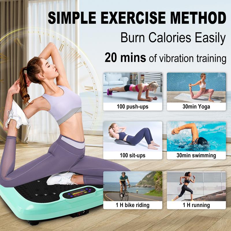 HOTWAVE Vibration Plate Workout Machine 120 gear adjustment with , Lymphatic Drainage Machine, Whole Body Fitness Vibration Platform with 2 Resistance Bands