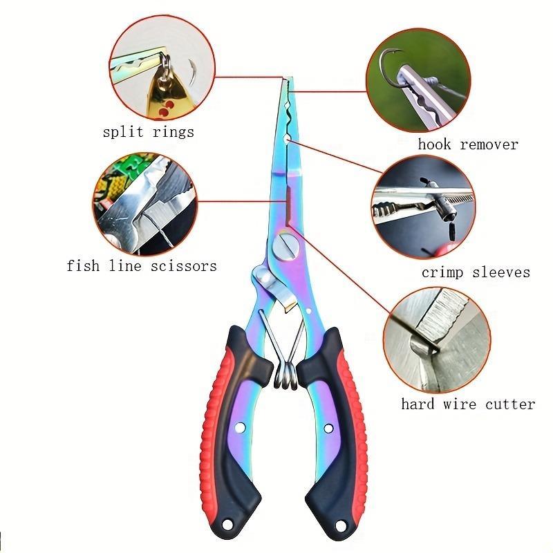 Multifunctional Fishing Plier, 1 Count Stainless Steel Fishing Plier with Storage Bag & Cord, Portable Fishing Tool for Outdoor