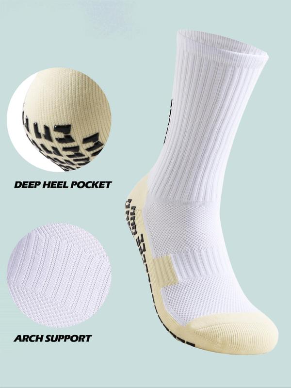 Men's Colorblock Striped Print Athletic Socks & Leg Sleeves, Non-slip Grip Soccer Socks & Leg Covers, Men's Sports Socks for Outdoor Activities