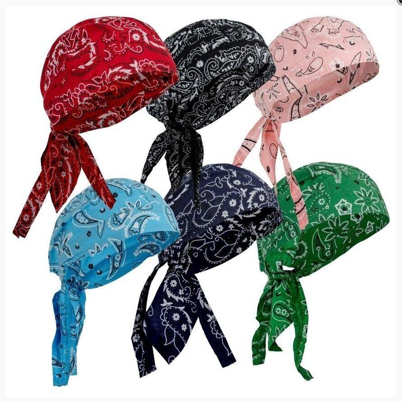 6 Pack Biker Head wrap Doo Rag Skull Cotton Caps Do Rag Motorcycle Biker Bandana