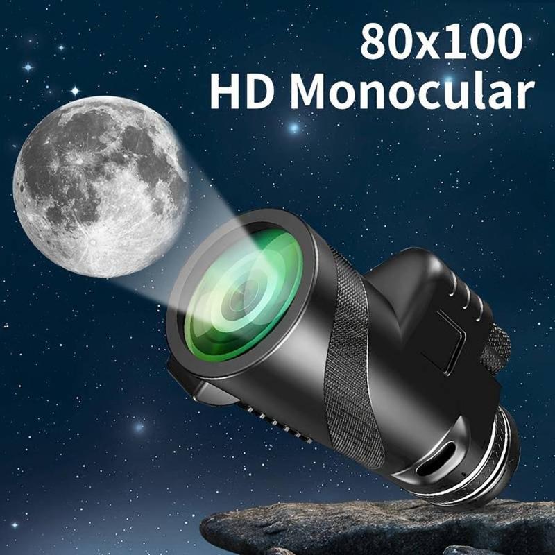 HD Single Eye Telescope, High Power Durable Telescope with a Tripod and Phone Holder, Outdoor Telescope for Outdoor Hiking Camping