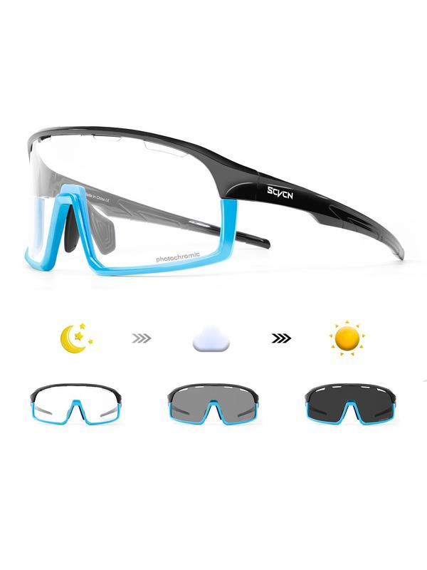 Contrast Binding Photochromic Sports Glasses, Windproof Outdoor Sunglasses for Cycling Fishing, Sports Eyewear for Men & Women