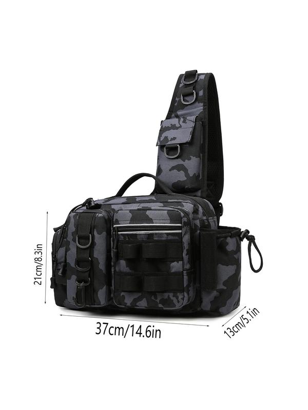 Men's Solid Color & Camouflage Pattern Zipper Chest Bag, Large Capacity Multifunctional Fishing Belt Bag, Outdoor Hiking Climbing Bag for Daily Use