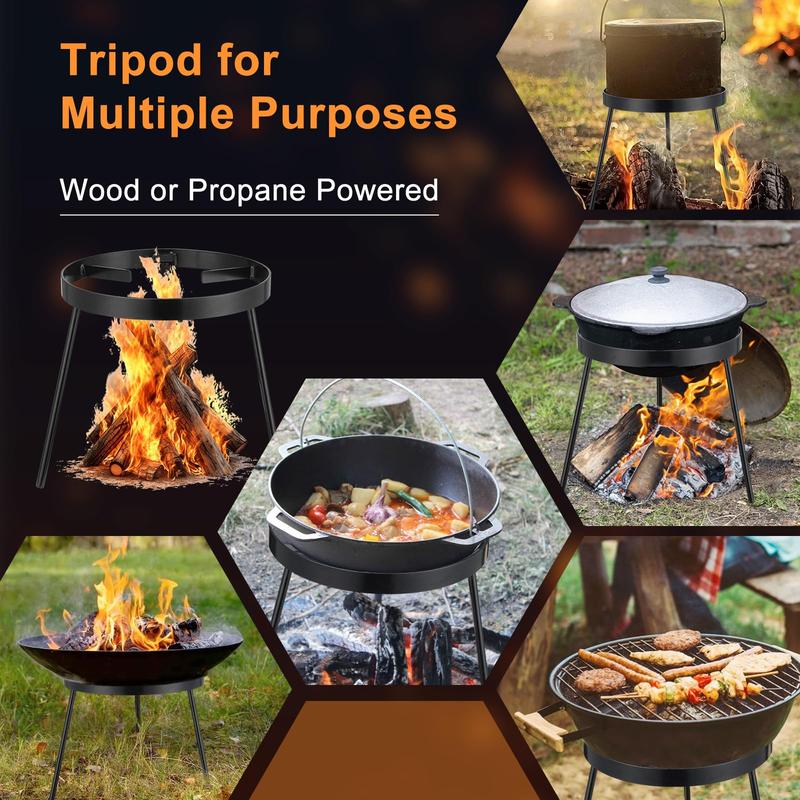 Campfire Tripod Outdoor Fire Pit Stand, Rust Resistant,High Temperature ,Resistant Removable Camping Tripod for Cooking Dutch Oven,Griddle