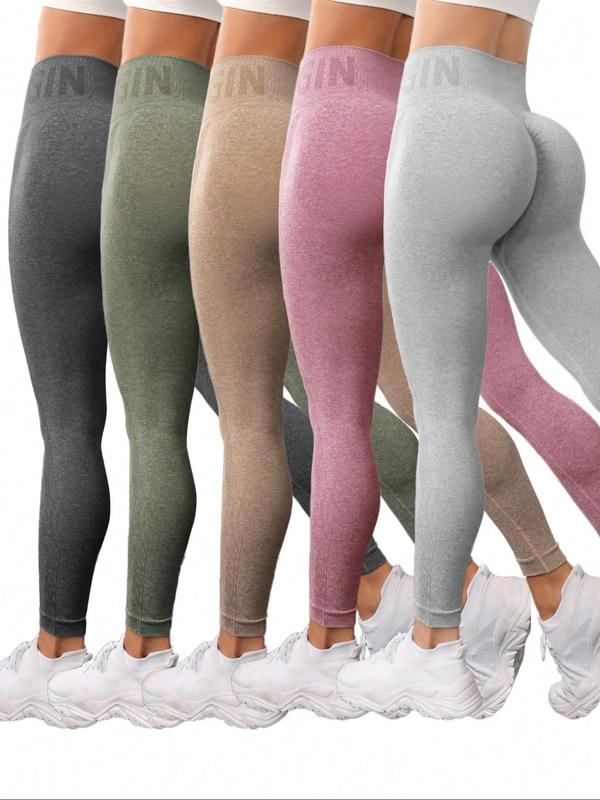 Women's Solid Wide Band Waist Sports Leggings, Breathable Comfortable Seamless Skinny Pants, High Stretch Yoga Leggings, Ladies Sportswear for Indoor Outdoor Wear, Yoga Pants, Leggings for Women