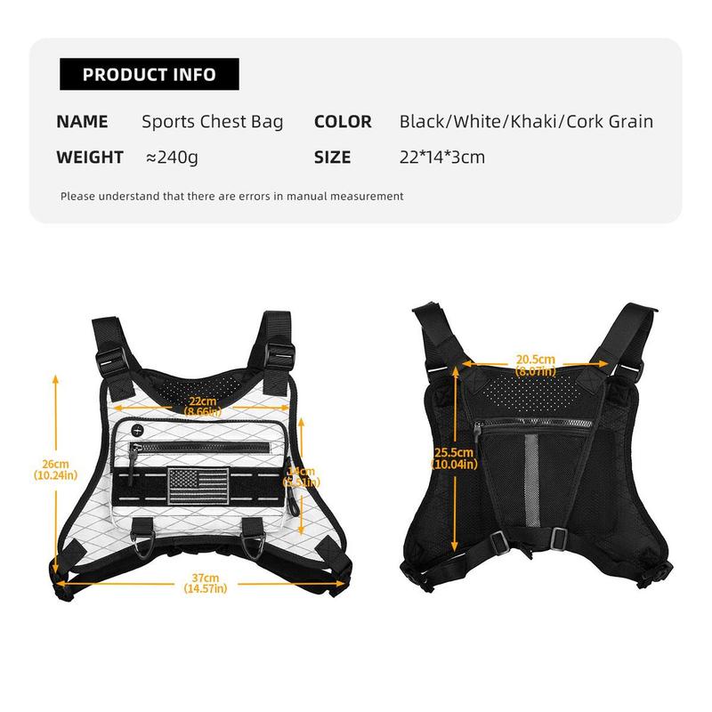 Water Resistant Chest Bag, Lightweight EDC Chest Pack, Running Vest Phone Holder with Extra Storage for Workouts, Travelling, Motorcycling