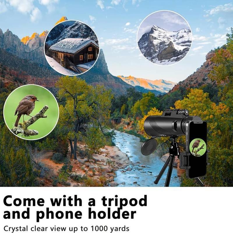 HD Single Eye Telescope, High Power Durable Telescope with a Tripod and Phone Holder, Outdoor Telescope for Outdoor Hiking Camping