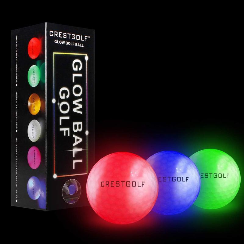 CRESTGOLF led golf balls,glowing in the dark golf balls,3 pieces