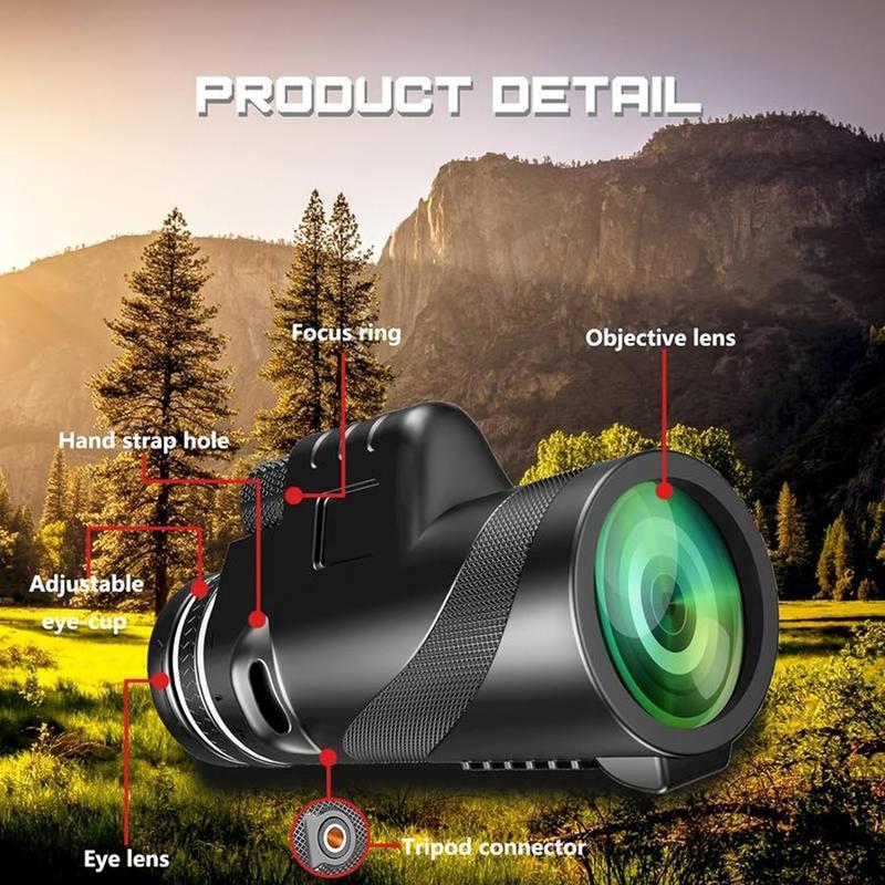 HD Single Eye Telescope, High Power Durable Telescope with a Tripod and Phone Holder, Outdoor Telescope for Outdoor Hiking Camping