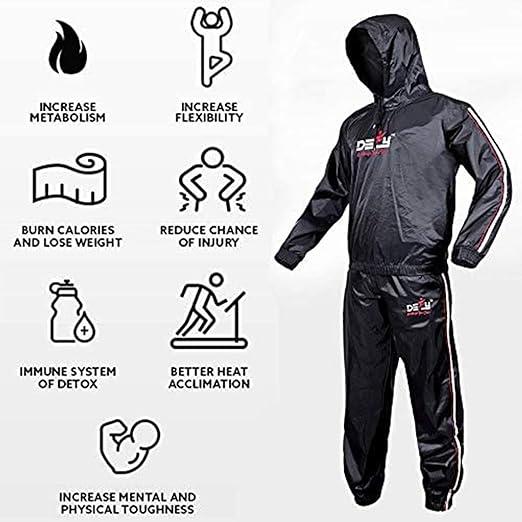 DEFY Heavy Duty Sweat Suit Sauna Exercise Gym Sauna Suit Fitness workout Anti-Rip with Hood sauna suit