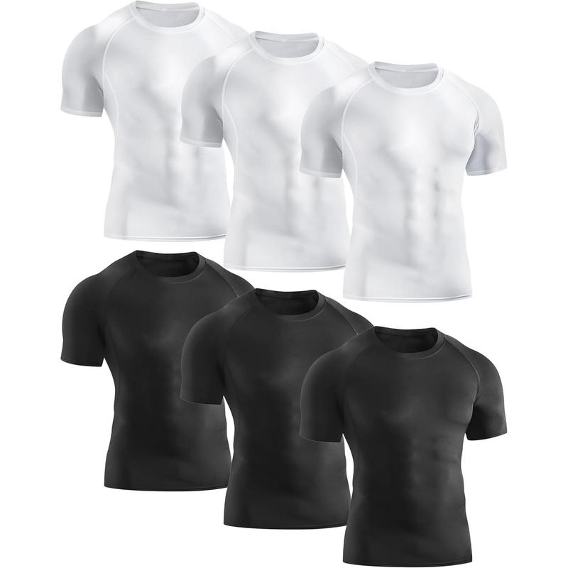 6 or 4 Pack Men's Compression Shirt Short Sleeve Athletic Baselayer Sports T Shirts Workout Tops for Men