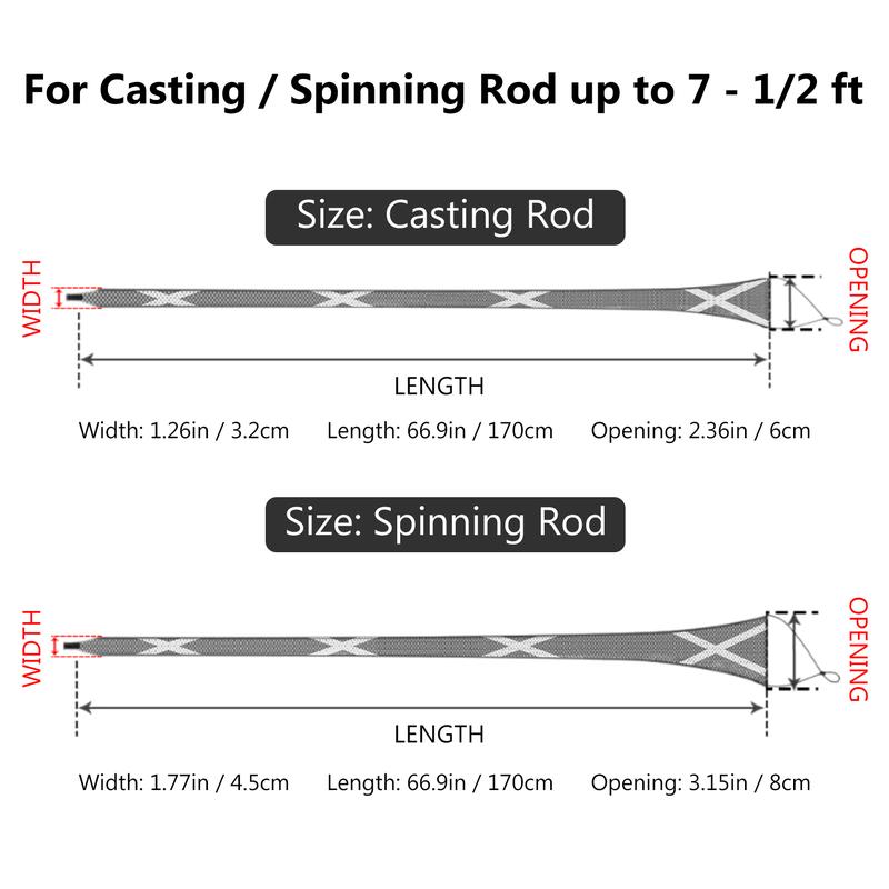 Bassdash Casting Spinning Fishing Rod Sleeves Protective Rod Socks for Fishing Poles Up to 7-1 2ft