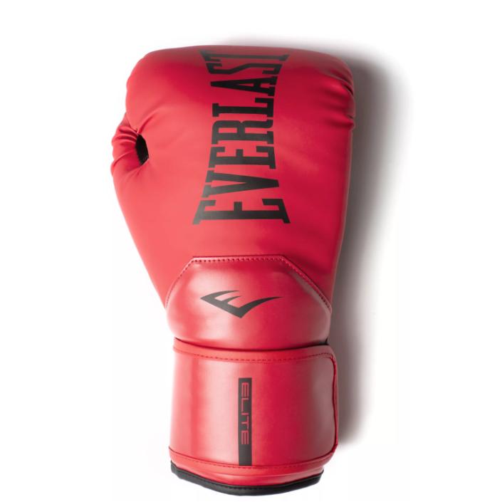 Everlast Elite 2 Red Boxing Gloves with Integrated Palm Foam and Wedge-Shaped Hook and Loop Strap