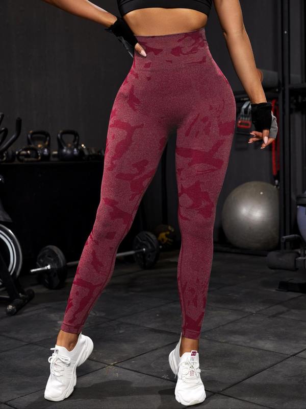 Women's Camo Print High Waist Sports Tummy Control Leggings, Casual Comfy Breathable Seamless Skinny Pants for Yoga Gym Workout Running, Yoga Pants, Ladies Sportswear for All Seasons, Fall Outfits 2024, Fall Outfits, Fallfreshness, Yoga Pants