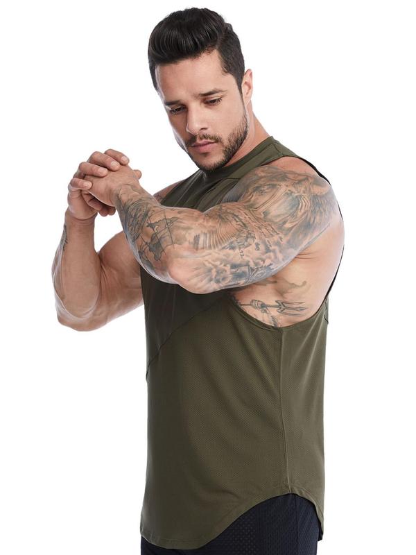 Men's Plain Round Neck Sports Vest, Quick Drying Breathable Loose Tank Top, Mens Clothing, Men's Sportswear for Indoor Outdoor Running