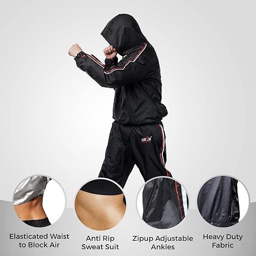 DEFY Heavy Duty Sweat Suit Sauna Exercise Gym Sauna Suit Fitness workout Anti-Rip with Hood sauna suit