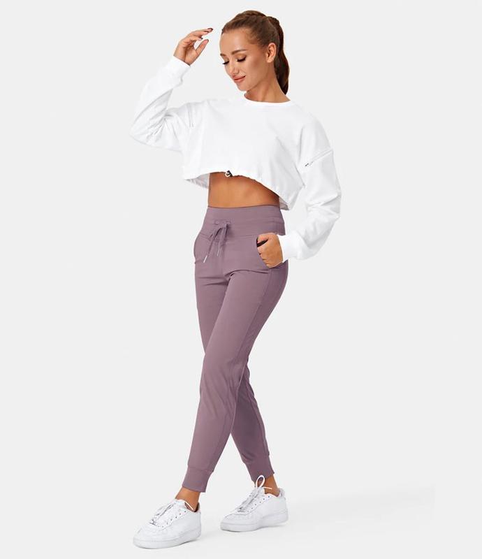 Halara Softlyzero️ Airy High Waisted Drawstring Side Pocket Plain Cool Touch Full Length Joggers