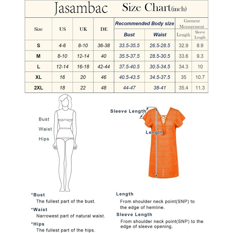 GRACE KARIN Womens Swimsuit Cover Ups 2024 Crochet Short Sleeve V Neck Summer Beach Bikini Swimwear Bathing Suit Coverups Dress