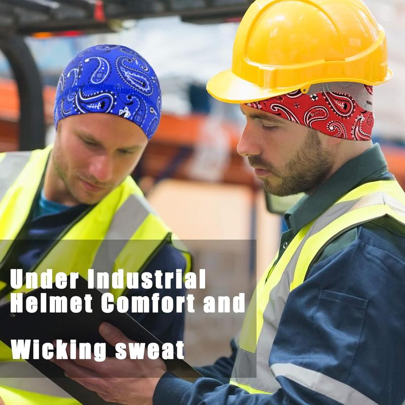 10 Pcs Men Cooling Skull Caps Welding Hard Helmet Liner Cycling Skull Caps Wicking Beanie Do Rag Head Wrap for Men