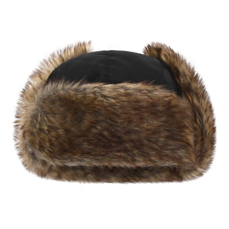 Trapper Hat Warm Faux Fur Winter Hat with Ear Flaps Windproof Waterproof Snow Ski Hats for Men Women Cold Weather