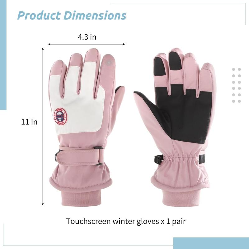 Womens Snow Gloves, Ski Gloves for Women,Touchscreen Snowboard Skiing Gloves, Warm Winter Snowboard Gloves for Cycling Running Climbing Hiking Outdoor