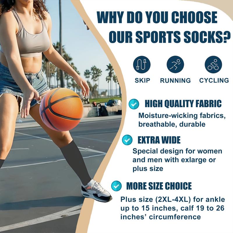 ISUNIE Plus Size Sports Socks for Men and Women-3 pairs Sport Stockings Support for Sports,Running,Hiking,Christmas,Winter