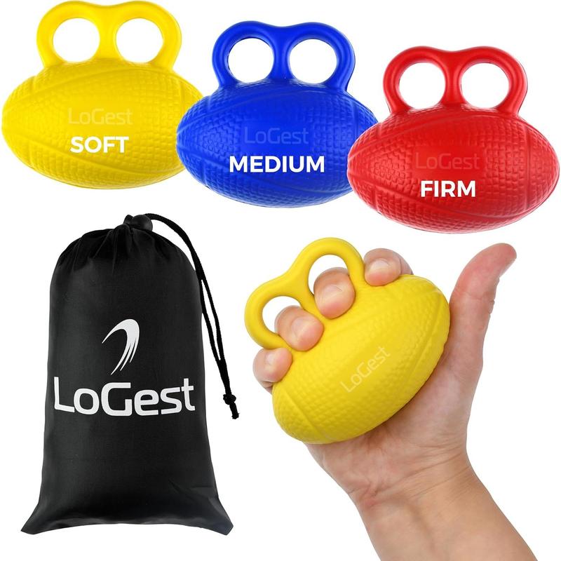 LoGest 3 Pack Hand Strengthener Devices Ball Exercisers - 3 Level Set for Therapy, Arthritis and Carpal Tunnel - Lightweigt Training Equipment Targets Fingers and Wrist Hand Exercisers for Strength 6J094G