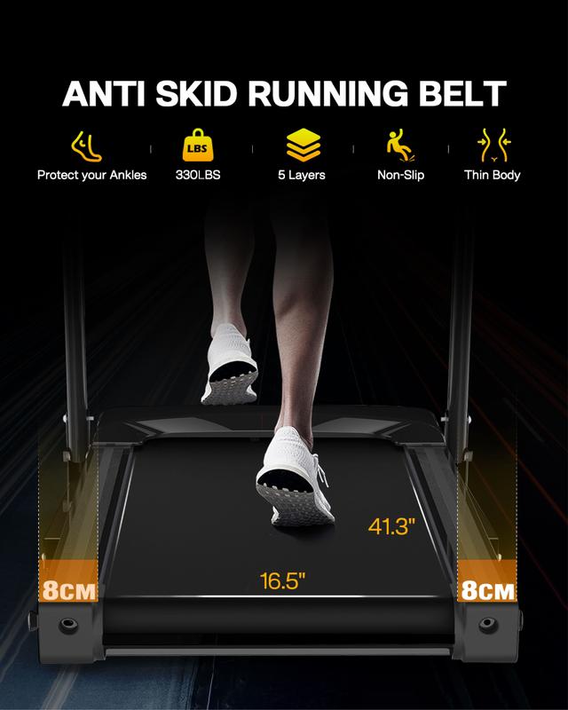 330LBS Capacity Folding Treadmill with 3-Level Incline, 3.5HP Motor, Up to 8.5MPH Speed, LED Display and Pulse Monitor