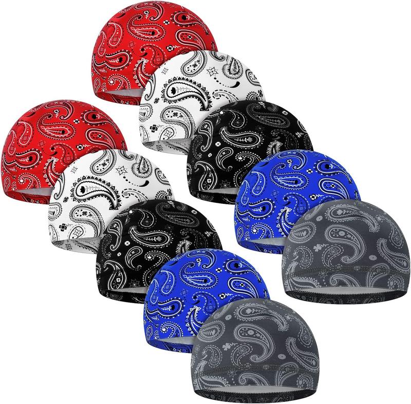 10 Pcs Men Cooling Skull Caps Welding Hard Helmet Liner Cycling Skull Caps Wicking Beanie Do Rag Head Wrap for Men