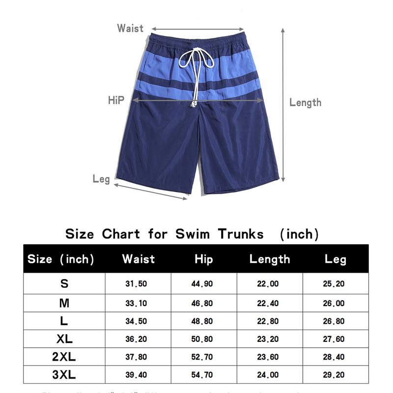 Men's Swimming Bathing Suit Trunks Shorts,  Summer Drawstring Beachwear, Quick Dry Boardshorts with Pockets