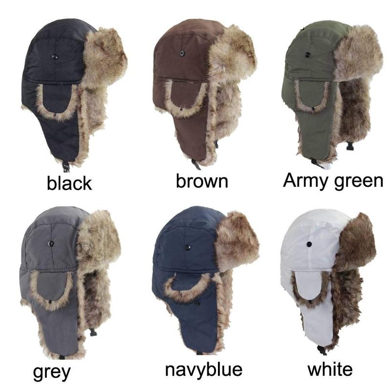 Trapper Hat Winter Warm Russian Trooper Hats for Women Men with Faux Fur Ear Flaps for Outdoor Skiing Hunting Fishing