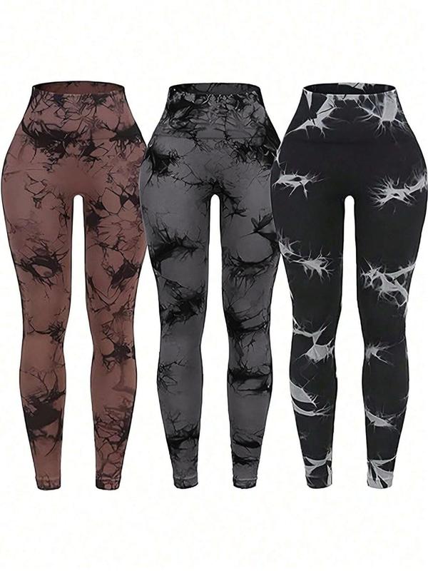 Women's Tie Dye Print Ruched High Waist Sports Tummy Control Leggings, Workout Clothes Women, Sporty Skinny Pants, Workout Clothes for Women, Fall Outfits 2024, Gym Clothing, Women Sport & Outdoor Clothing