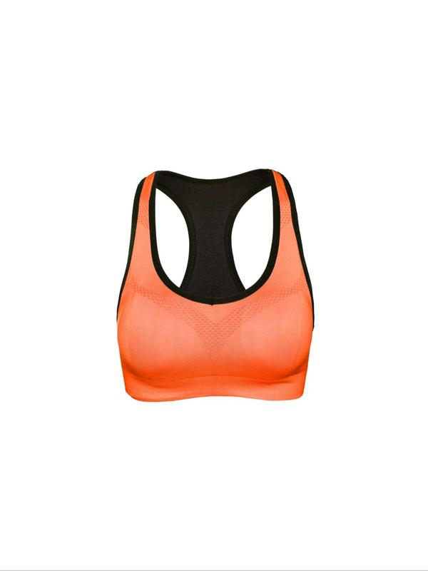 Women's Contrast Binding Cut Out Wireless Sports Bra, Breathable Comfortable Sports Bra, Ladies Sportswear for Yoga Gym Workout Running